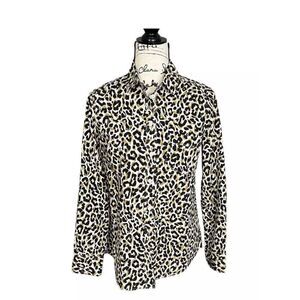 J. Crew Long Sleeve Animal Print Blouse Collared Button Front Long Sleeve size S